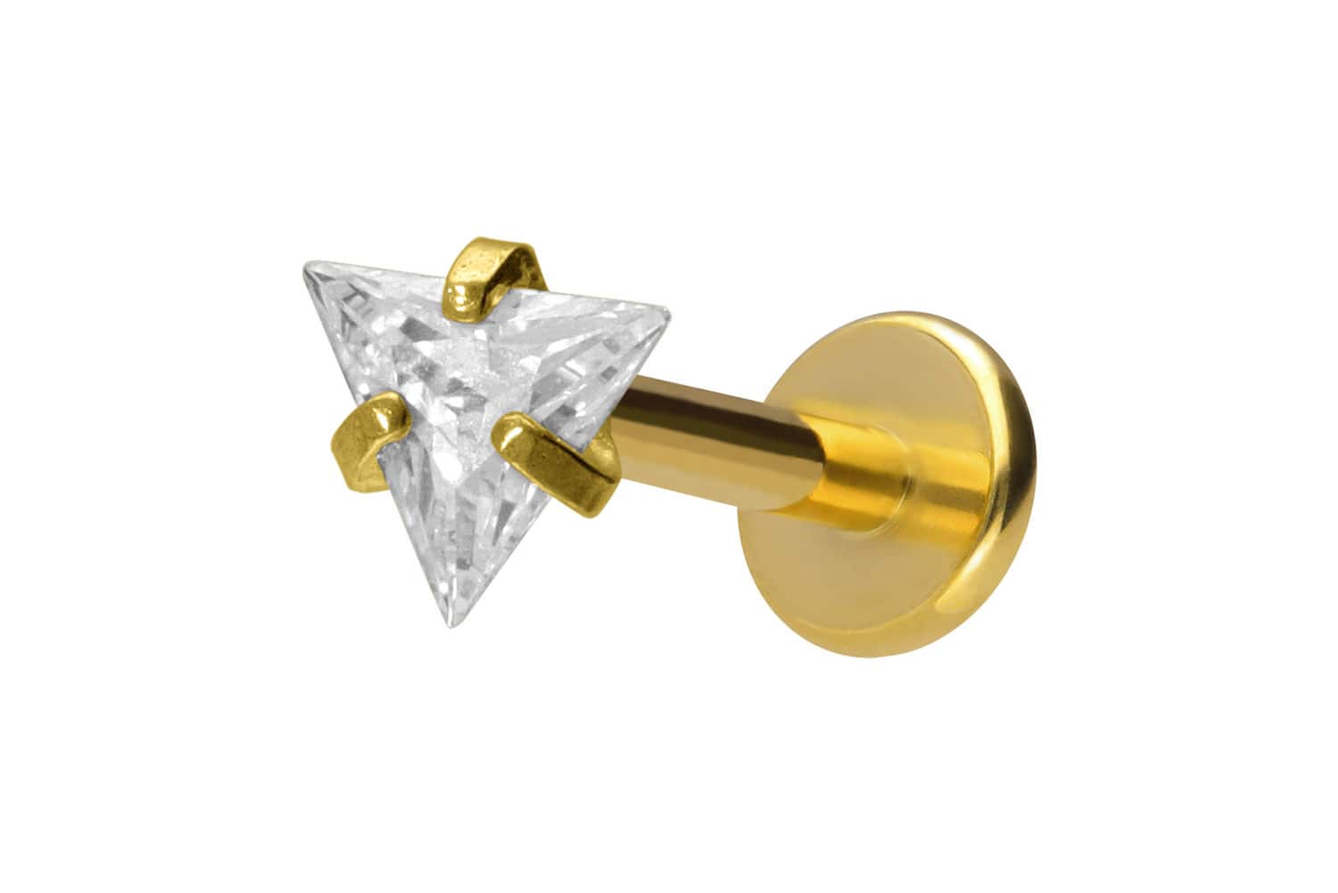 Titan Labret Piercing mit Innengewinde EINGEFASSTES KRISTALLDREIECK